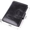 Компактный кошелек из гладкой кожи черного цвета на кнопке с монетницей Tony Perotti 108511 modnotak фото - 3