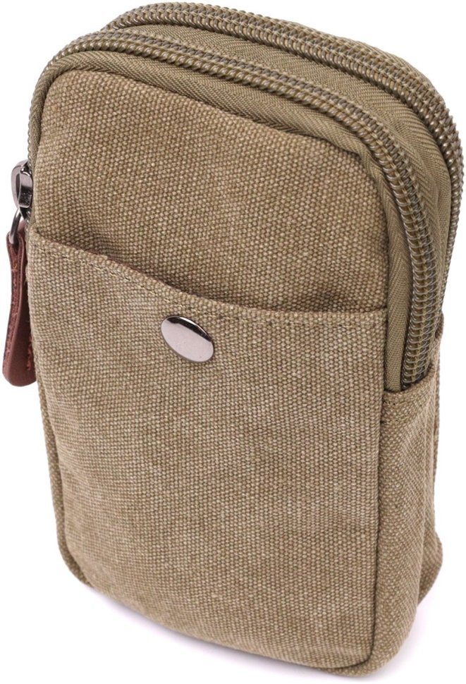 Компактна чоловіча сумка на пояс з текстилю оливкового кольору Vintage 2422224
