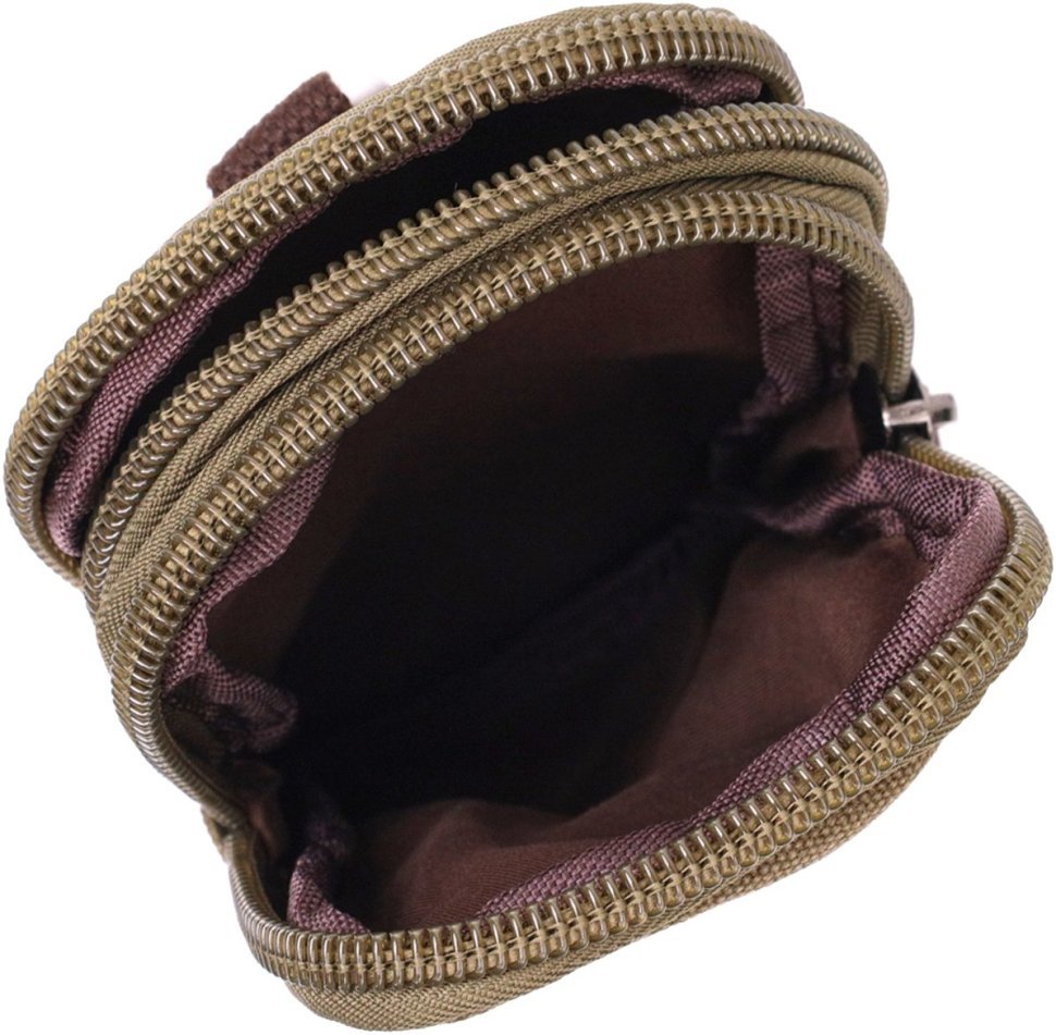 Компактна чоловіча сумка на пояс з текстилю оливкового кольору Vintage 2422224