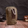 Компактная мужская сумка на пояс из текстиля оливкового цвета Vintage 2422224 - 8