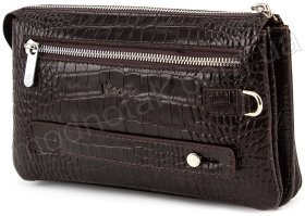 Коричневый кожаный клатч на молнии KARYA (0746-57)