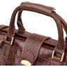 Кожаная добротная дорожная сумка коричневого цвета с фактурой под рептилию Vintage (14285) - 2