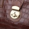 Шкіряна добротна дорожня сумка коричневого кольору з фактурою під рептилію Vintage (14285) - 3