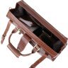 Кожаная добротная дорожная сумка коричневого цвета с фактурой под рептилию Vintage (14285) - 7
