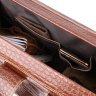 Кожаная добротная дорожная сумка коричневого цвета с фактурой под рептилию Vintage (14285) - 8