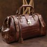 Шкіряна добротна дорожня сумка коричневого кольору з фактурою під рептилію Vintage (14285) - 10