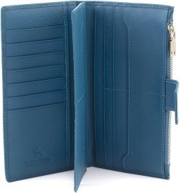 Бирюзовый женский купюрник из натуральной кожи с хлястиком на магните Marco Coverna 68611