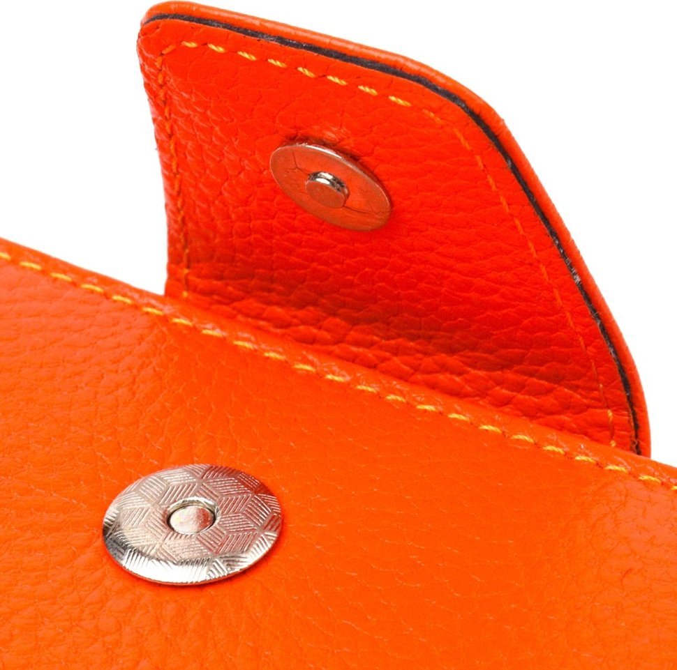 Оранжевый вертикальный женский кошелек из натуральной кожи флотар с монетницей CANPELLINI (2421602)