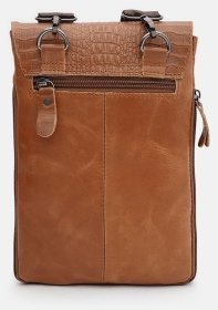Чоловіча шкіряна сумка коричневого кольору з клапаном на магніті Keizer 88711