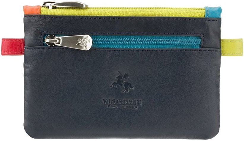 Темно-синего цвета женская кожаная ключница на молнии Visconti 68911