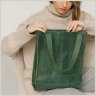 Вінтажна жіноча сумка-шоппер із натуральної шкіри зеленого кольору BlankNote Бетсі 78911 - 9