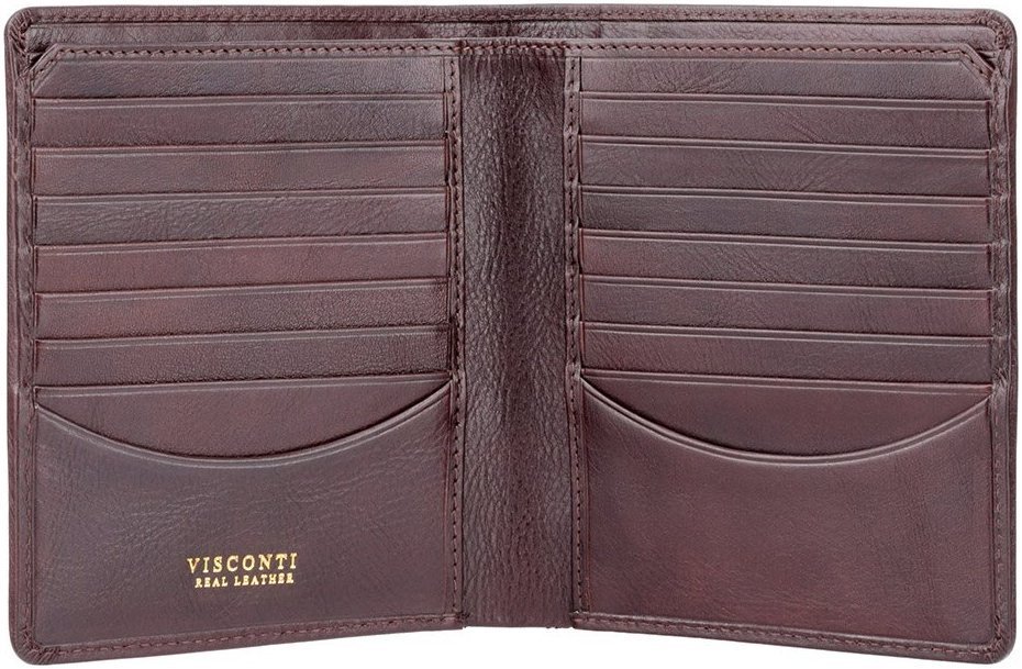 Чоловіче портмоне середнього розміру з коричневої шкіри під багато карток Visconti Matteo 69011