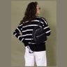 Черный женский рюкзак-сумка из натуральной кожи с выраженной фактурой BlankNote Groove S 79011 - 4