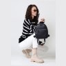 Черный женский рюкзак-сумка из натуральной кожи с выраженной фактурой BlankNote Groove S 79011 - 9