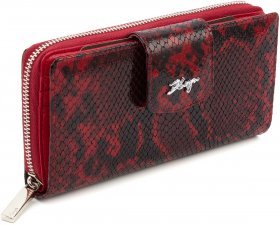 Великий жіночий гаманець із лакової шкіри червоного кольору з принтом KARYA (19589)