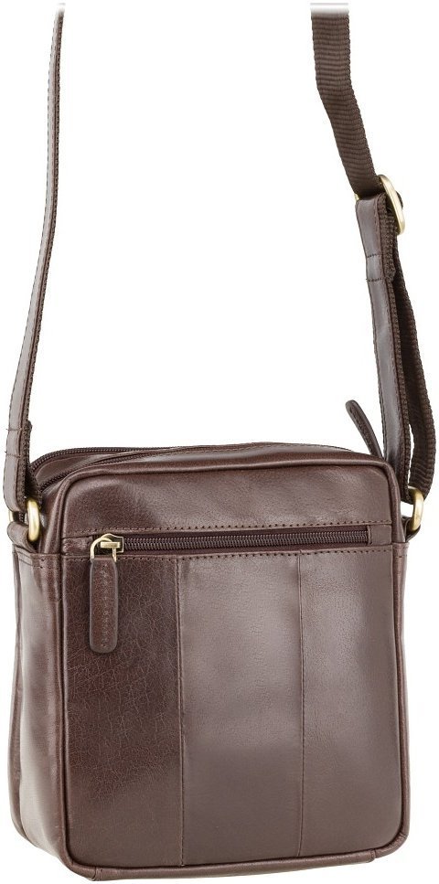 Маленькая мужская сумка-планшет из натуральной кожи в коричневом цвете Visconti 69111