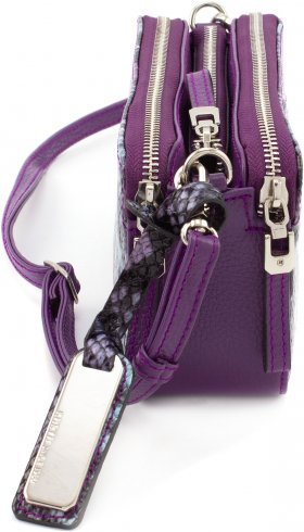 Фиолетовая женская сумка-кроссбоди на три автономных отдела с фактурой под змею KARYA (19611) - 2