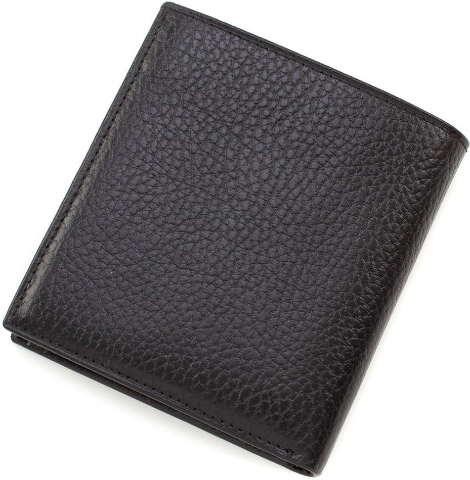 Чорне класичне чоловіче портмоне з натуральної шкіри без монетниці Bond Non (10904)