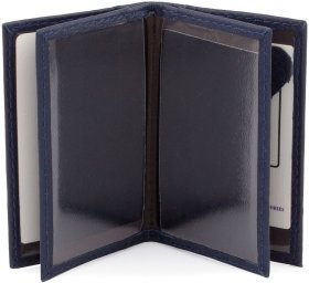 Кожаная небольшая обложка на документы темно-синего цвета ST Leather (14008) - 2