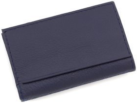 Кожаная небольшая обложка на документы темно-синего цвета ST Leather (14008)