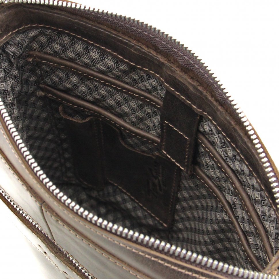 Мужская сумка-планшет на плечо из винтажной кожи в коричневом цвете Tom Stone (10954)