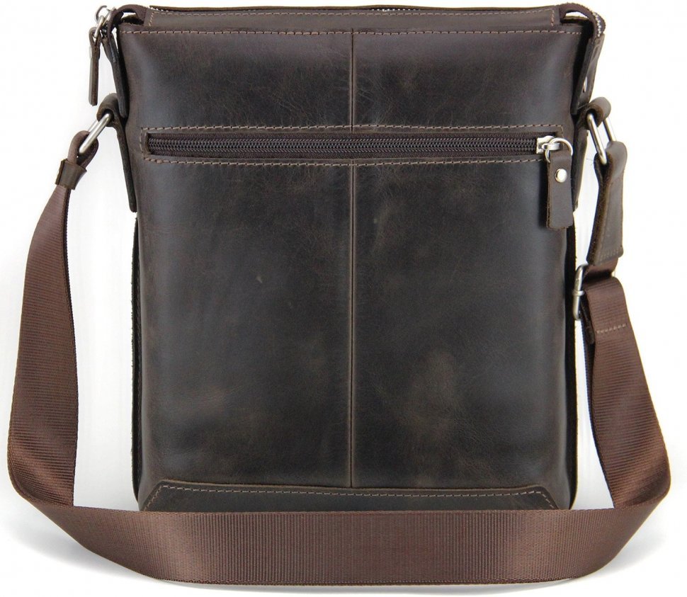 Чоловіча сумка-планшет на плече з вінтажній шкіри в коричневому кольорі Tom Stone (10954)