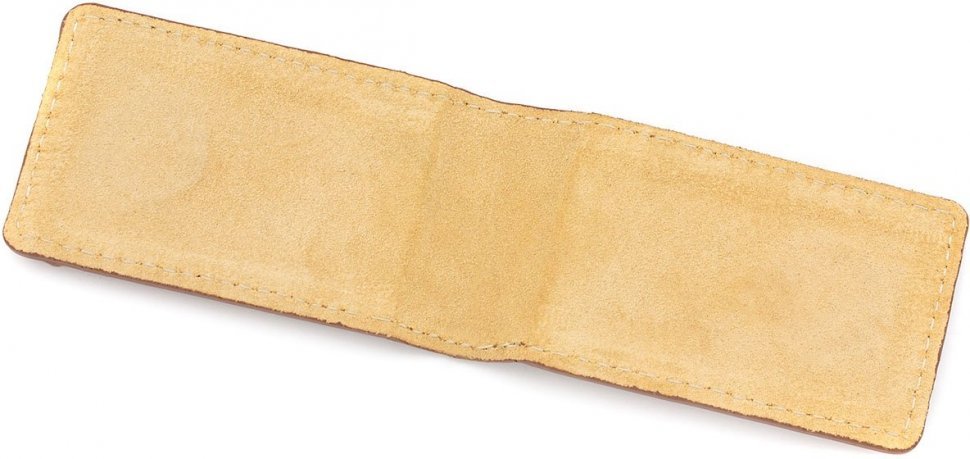 Чоловічий міні-зажим для купюр з натуральної шкіри рудого кольору на магнітах KARYA (15547)