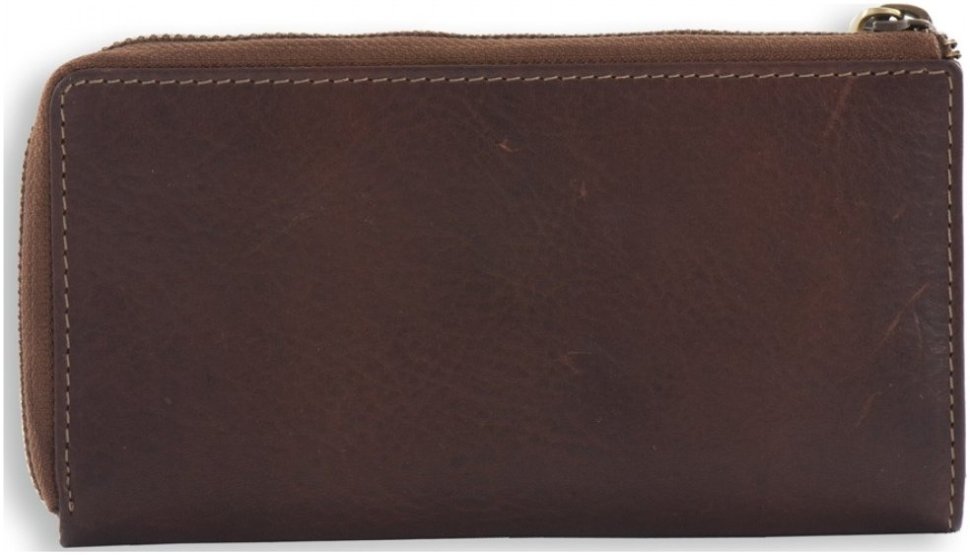 Мужской коричневый кошелек из винтажной кожи на молнии Smith&Canova Romano 69711