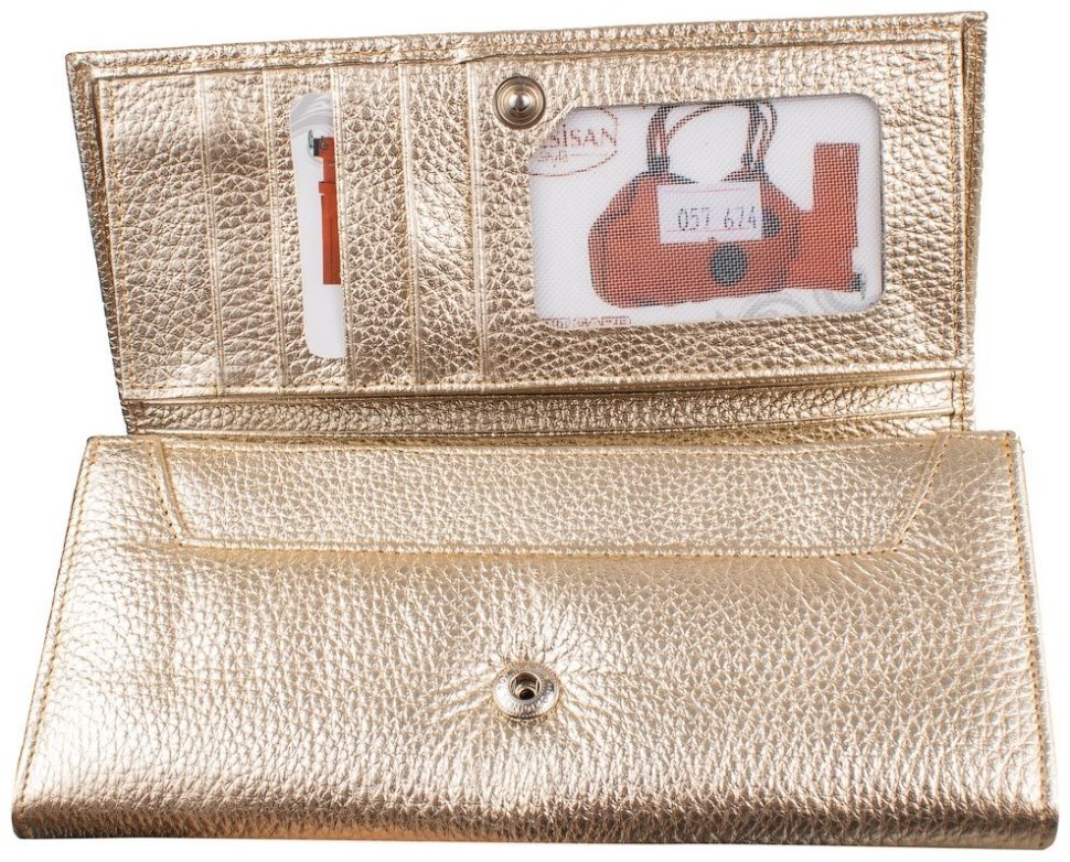 Золотистый женский кошелек большого размера из фактурной кожи Desisan 79711 modnotak фото №5