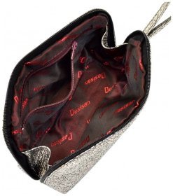 Срібляста жіноча косметичка із натуральної шкіри з ефектом під тріщинки Desisan 79911