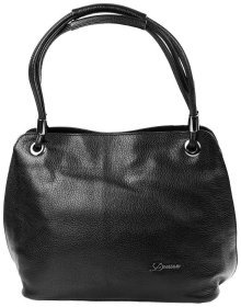Чорна жіноча сумка з фактурної шкіри із двома довгими ручками Desisan 80312