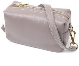 Сіра сумка жіноча невеликого розміру з натуральної шкіри флотар на блискавці Vintage 2422275