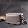 Сіра сумка жіноча невеликого розміру з натуральної шкіри флотар на блискавці Vintage 2422275 - 6