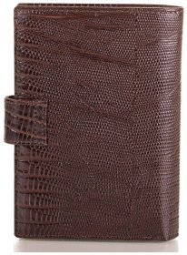 Коричневая обложка на автодокументы из натуральной кожи под рептилию Desisan 80612