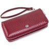 Місткий жіночий гаманець із лакованої шкіри червоного кольору на дві блискавки ST Leather 70812 - 3
