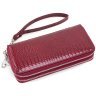 Місткий жіночий гаманець із лакованої шкіри червоного кольору на дві блискавки ST Leather 70812 - 4