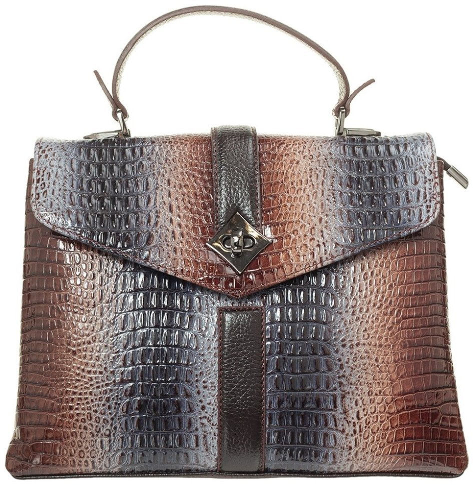 Якісна жіноча сумка з натуральної шкіри з тисненням під крокодила Desisan 81012 modnotak фото №1