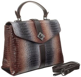 Якісна жіноча сумка з натуральної шкіри з тисненням під крокодила Desisan 81012