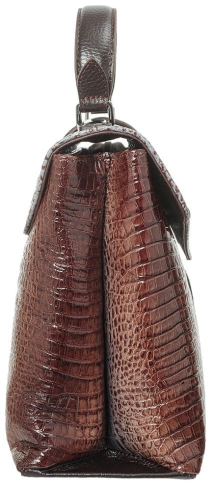 Якісна жіноча сумка з натуральної шкіри з тисненням під крокодила Desisan 81012 modnotak фото №3