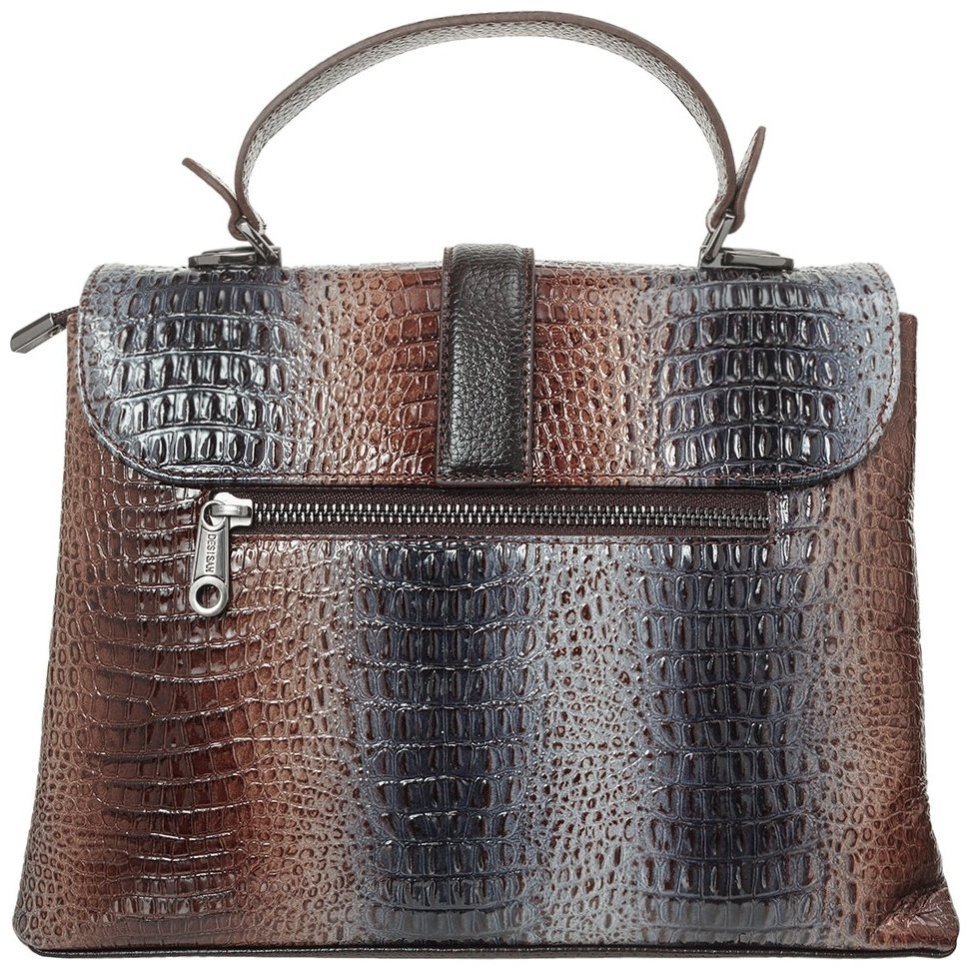 Якісна жіноча сумка з натуральної шкіри з тисненням під крокодила Desisan 81012 modnotak фото №4