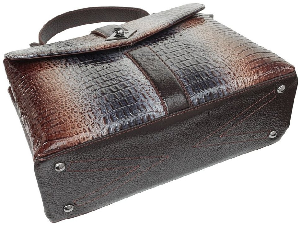 Якісна жіноча сумка з натуральної шкіри з тисненням під крокодила Desisan 81012 modnotak фото №5