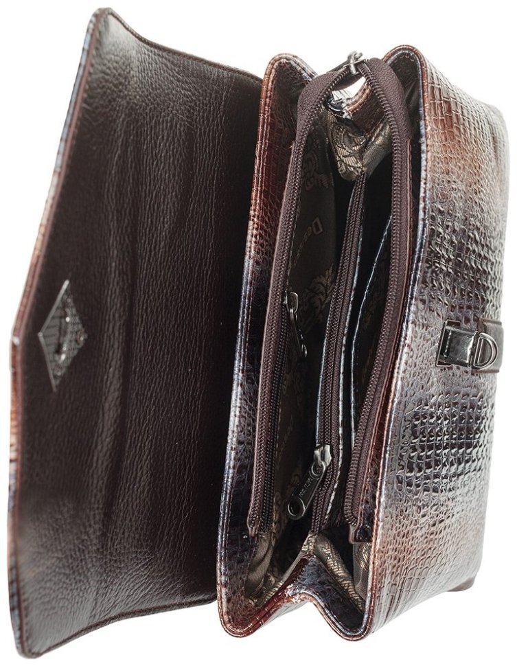 Якісна жіноча сумка з натуральної шкіри з тисненням під крокодила Desisan 81012 modnotak фото №6