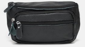 Недорога чоловіча бананка з фактурної чорної шкіри Borsa Leather (15623)