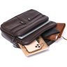 Шкіряна чоловіча ділова сумка-портфель у темно-коричневому кольорі Vintage (20670) - 6