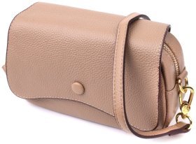 Бежева жіноча сумка-кроссбоді з натуральної шкіри з клапаном на магнітній кнопці Vintage 2422432