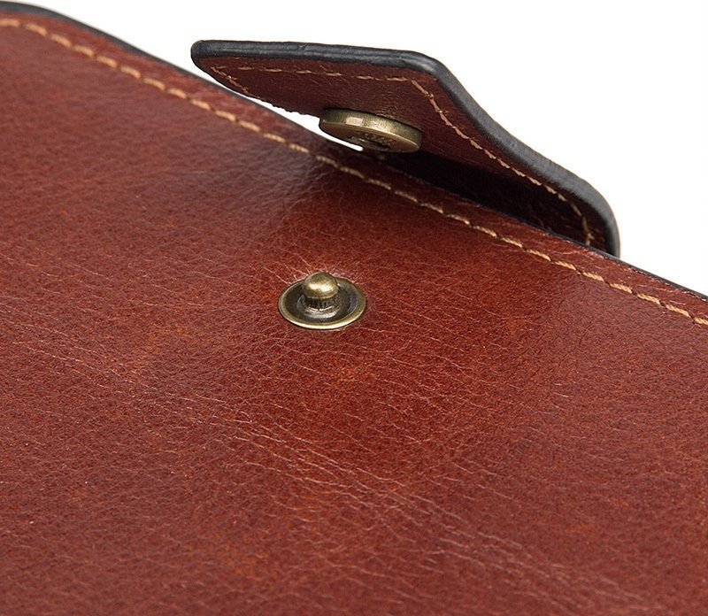 Коричневый кошелек клатч на кнопке из натуральной кожи VINTAGE STYLE (14372)