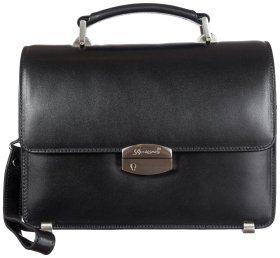 Мужская барсетка из гладкой кожи черного цвета с ручкой Desisan 81512