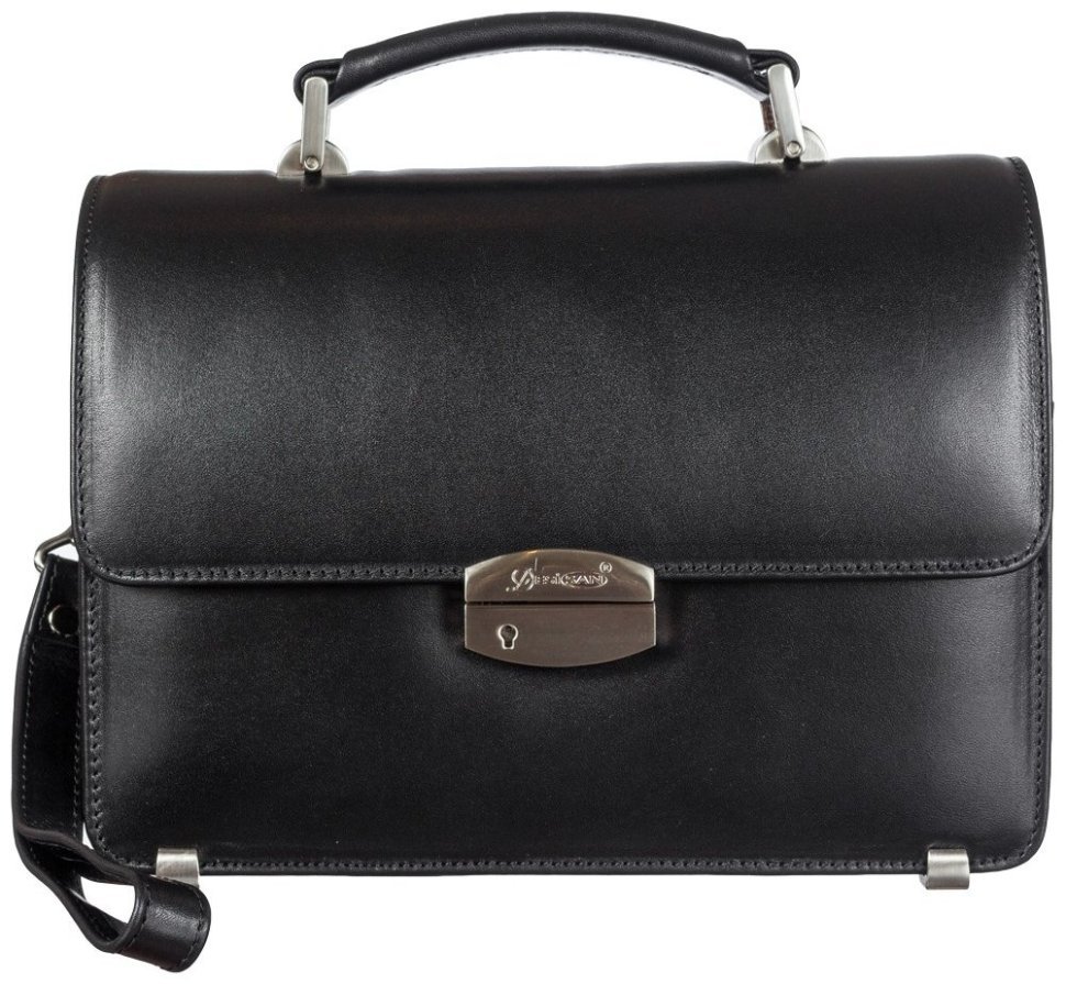 Мужская барсетка из гладкой кожи черного цвета с ручкой Desisan 81512 modnotak фото №1