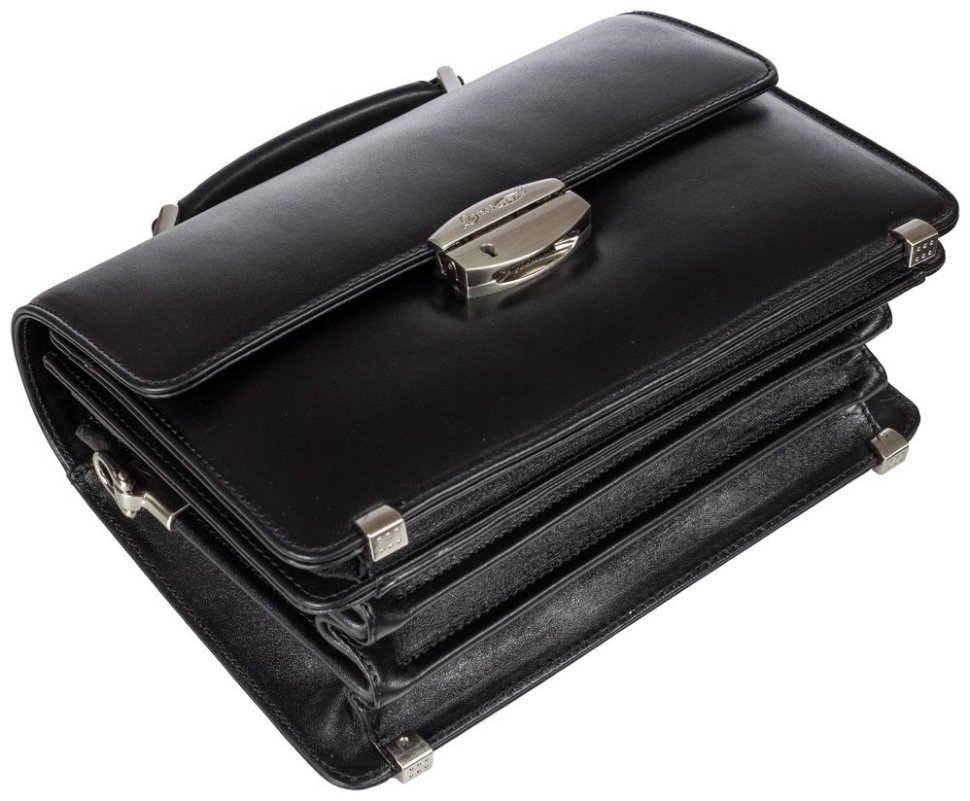 Мужская барсетка из гладкой кожи черного цвета с ручкой Desisan 81512 modnotak фото №5