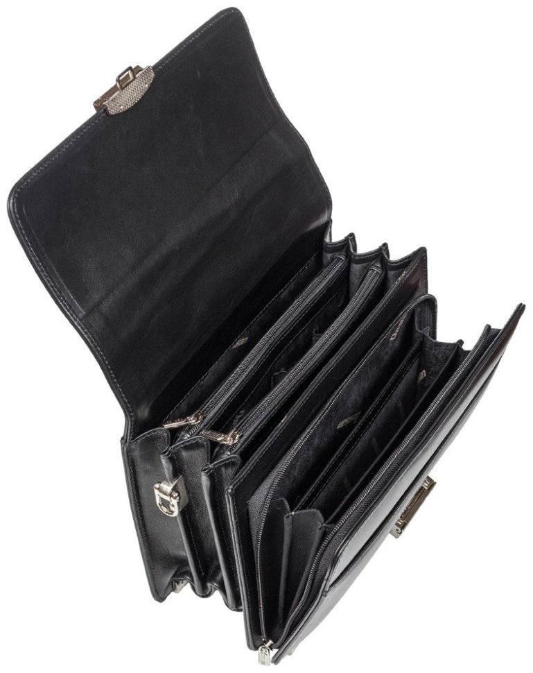 Мужская барсетка из гладкой кожи черного цвета с ручкой Desisan 81512 modnotak фото №6